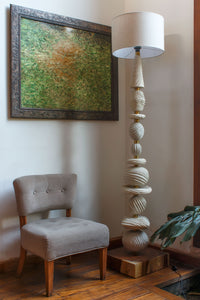 Raw Carved Tall Lamp - Made to order