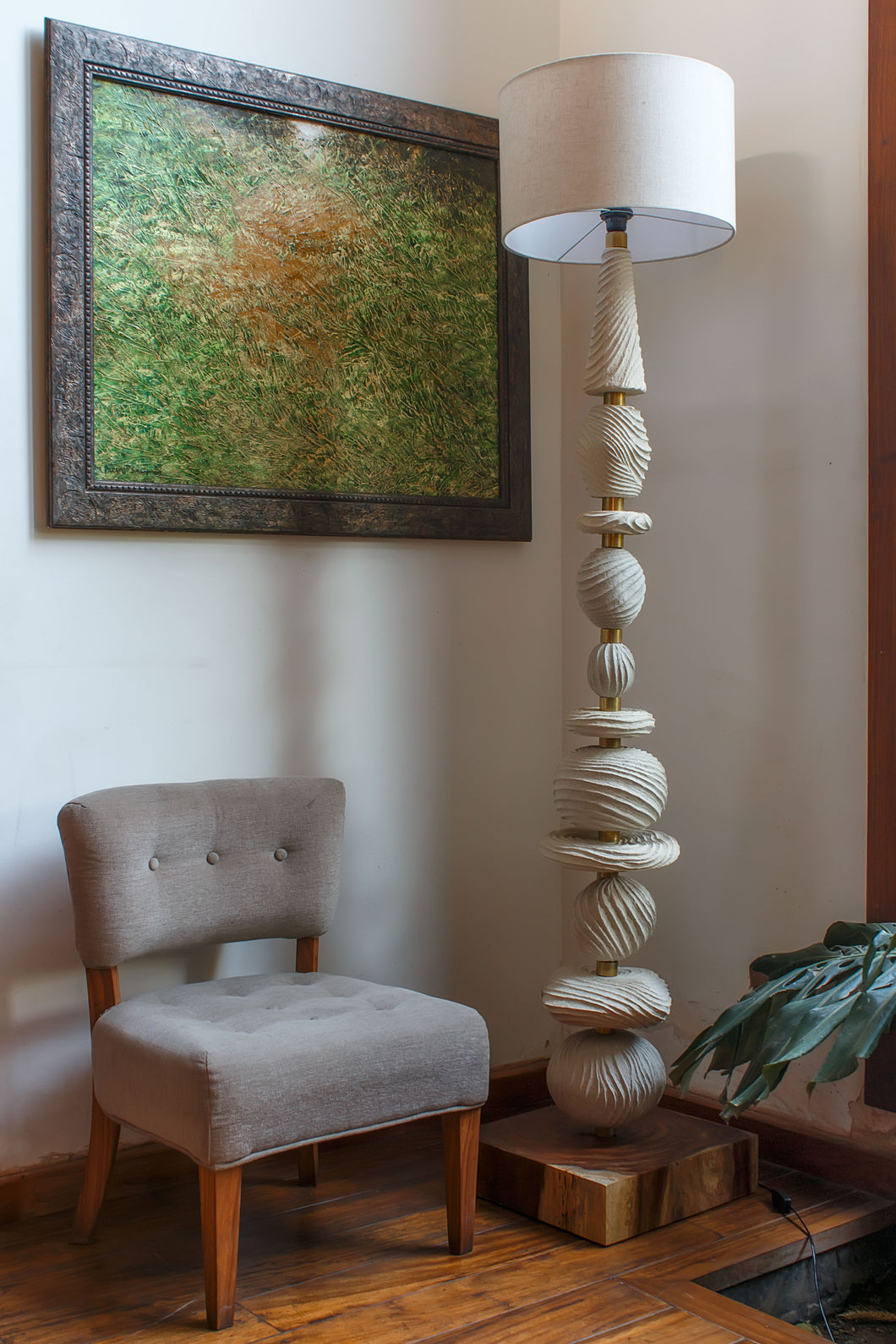 Raw Carved Tall Lamp - Made to order